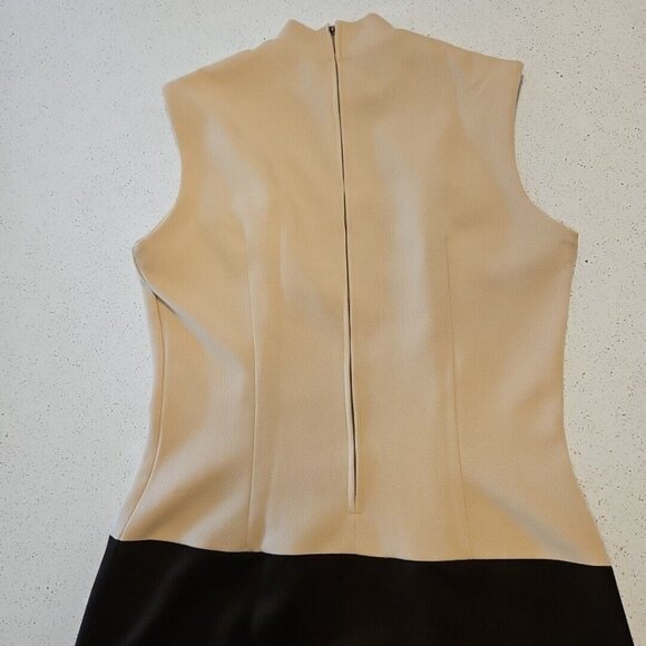Vtg Hob Nobber Sheath Dress Womens S Brown Beige 60s Mod Double Knit Stretch - Picture 8 of 13